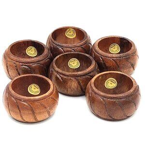 Wooden Napkin Rings Vintage 6 Piece Philippines Rustic Wood Cottagecore Bohemian